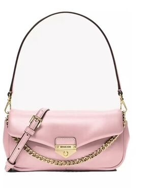 Michael Kors Blush Pink Leather Shoulder Bag with Gold Chain